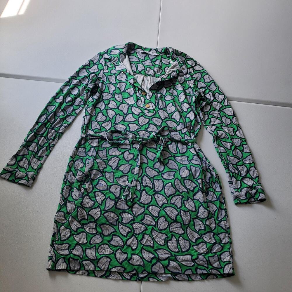 Diane Von Furstenberg Dress Womens Size Med Green Silk Leanna Shirt Floral